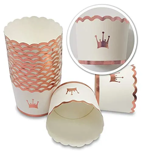 Frau WUNDERVoll® 25 Muffin BACKFORMEN Krone Rosegold Durchmesser 6,1 cm/Muffinbackform, Muffinform, Backformen, Backförmchen, Cupcake Formen, Muffin Förmchen Papier