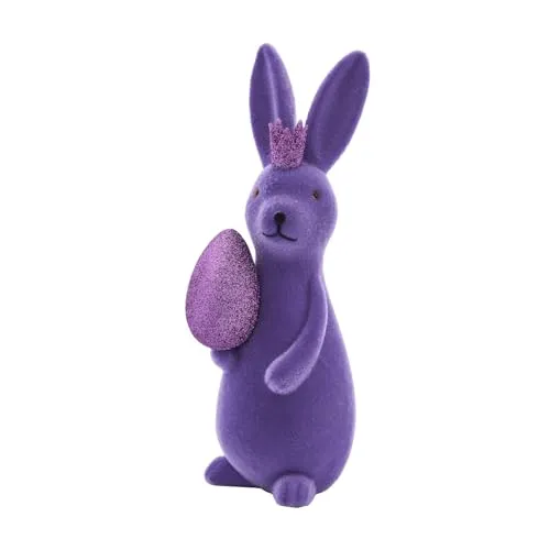 MACOSA WV55809 Osterhase beflockt Lila 21cm Kunststoff Dekohase Hase Skulptur Oster-Deko Osterdekoration Figur Dekohase Dekofigur Ostern Dekoration Tischdeko (Lila)