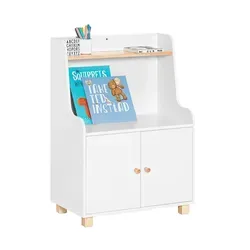 SoBuy KMB84-W Kinderregal - Praktisches Bücherregal für Kinderzimmer mit zwei offenen Fächern und höhenverstellbarem Einlegeboden. Robuste Konstruktion aus MDF und Kautschukholz für Sicherheit und Ordnung.
