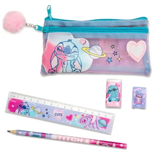 KIDS EUROSWAN SL Stitch 5-teiliges Schreibwaren-Set in Federmäppchen