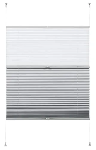 GARDINIA EASYFIX Day + Night Plissee ohne Bohren - Modisches Plissee für Fenster, stufenlos verstellbar und idealer Sichtschutz. Montage ohne Bohren mit praktischen Klemmträgern. Flexible Nutzung für Tag und Nacht!