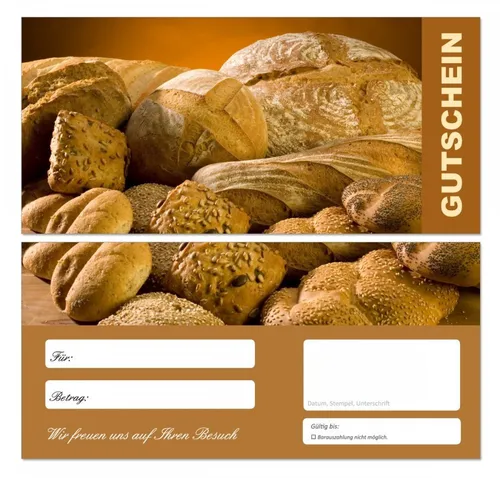 LYSCO Geschenkkarte Geschenkgutscheine Bäckerei Brötchen Gutscheinkarten (Bäcker-668), Postkartenkarton zweiseitig bedruckt