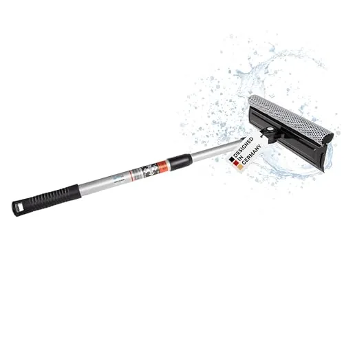 HEYNER® Scheibenreiniger mit Teleskopgriff I klappbar 50-80cm lang I Fensterwischer für Auto, Wohnmobil, Bus & Van I 25 cm Wischbreite, Aluminiumstiel