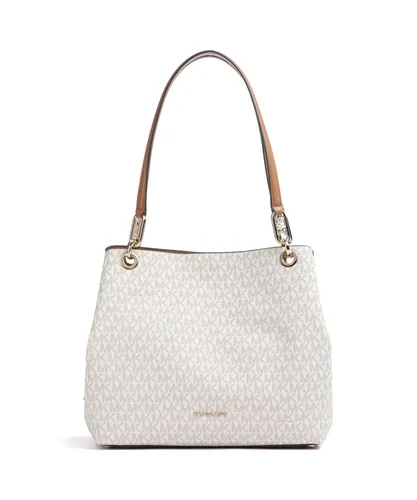 Michael Kors Kensington Beuteltasche - Damen - Elfenbein - Elegante Michael Kors Kensington Beuteltasche aus hochwertigem Canvas in Vanilla/Acorn. Ideal für den täglichen Gebrauch und stilvolle Akzente.