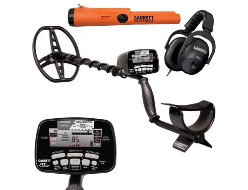 Garrett AT Pro Metalldetektor + Pro Pointer AT - Ortungsgeräte: Der wasserdichte Garrett AT Pro bis 3m Tiefe bietet 6 Suchprogramme und einfache Bedienung, ideal für Anfänger und Profis. Der Pro Pointer AT ermöglicht präzise Ortung selbst in mineralisierten Böden.