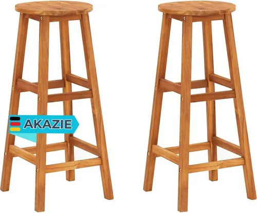 DELUKE Barhocker DENI 2er Set aus Akazienholz