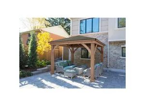 Westmann Holz Pavillon Devon 366 cm x 366 cm - Gartenlauben & Holz-Pavillons - Stabiler Pavillon aus 100% FSC-zertifiziertem Cedar-Holz mit eleganten Bronze-Aluminium-Dach für gemütliche Stunden im Freien.