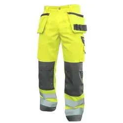 DASSY® Glasgow Warnschutzhose Gr. 54, NEONGELB/ZEMENTGRAU - Hochsichtbare Warnschutzhose mit verstellbaren Kniepolstertaschen und robusten Cordura®-Verstärkungen, ideal für Sicherheit am Arbeitsplatz.