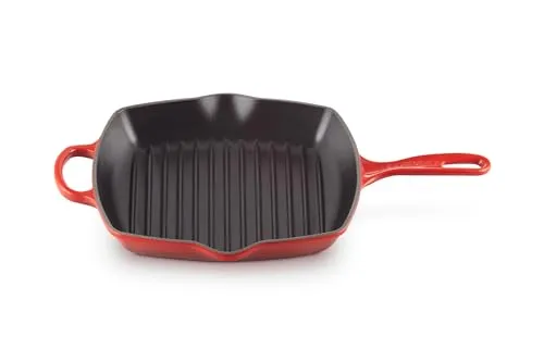 Le Creuset Signature Grillpfanne 26 cm - quadratisch in kirschrot - Pfanne mit 26 cm Durchmesser, perfekt für Induktionsherde, sorgt für gleichmäßige Wärmeverteilung und hervorragende Grillresultate.