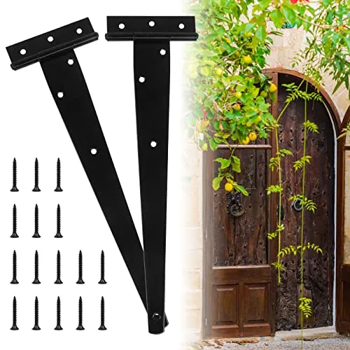 Pcs T-Scharniere Verzinkt,30,5cm/12Zoll Schwerlast Scharniere Klappbar mit Schrauben,Türscharnier Schwarz Türscharniere Kreuzgehänge für Werkstor Lagertor Gartentor Scheunentor 2