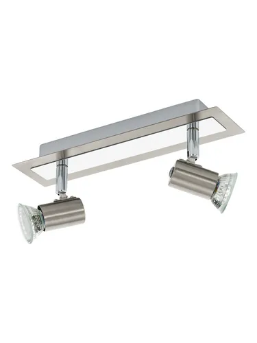EGLO LED Deckenlampe Rottelo - Moderne 2-flammige Deckenleuchte aus Nickel-Matt und Chrom mit schwenkbaren Spots für individuelle Beleuchtung. Inklusive warmweißer GU10 LED Leuchtmittel für angenehme Raumbeleuchtung.
