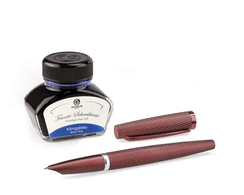 Diplomat Viper Füllfederhalter braun mit verdeckter Edelstahlfeder F/M und Füllhaltertinte Königsblau