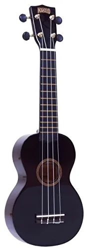Mahalo-Regenbogen-Sopran-Ukulele mit schwarz glänzendem Deckel, Maßstab: 346 mm