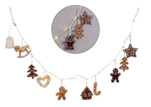 Levandeo® Lichterkette, LED Lichterkette Lebkuchen Figuren 160cm mit Timer Weihnachten