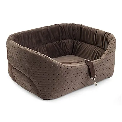 BOUTIQUE ZOO Hunde Autositz Universal Waschbar Abriebfest, Autositz Hund für Vordersitz, Beifahrersitz, Rückbank, Hundebett Hundetasche, S: 39 cm x 32 cm, Braun - Wildlederimitat