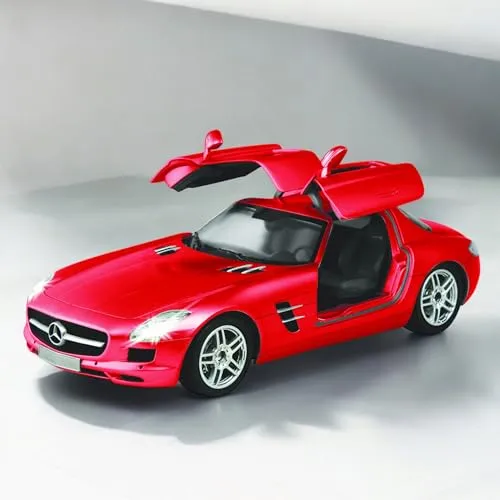 RC ferngesteuertes Auto im Offiziellen Design, Kompatibel mit Mercedes-Benz SLS AMG, Modell-Maßstab 1:16 mit LED-Beleuchtung, Lizenz-Fahrzeug, Spielzeug für Kinder in Jungen Jahren und Erwachsene