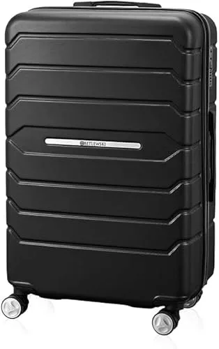 BETLEWSKI - Mittelgroß Koffer Hartschale - Reisekoffer mit 4 Rollen - Leicht Hartschalenkoffer ABS Rollkoffer mit Schloss - Modell Eclipse - Größe 66cm x 43cm x 27cm 63 Liter - Schwarz