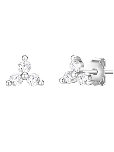Glanzstücke München Damen Ohrstecker 925/- Sterling Silber - Ohrringe für Damen mit filigranem Design aus rhodiniertem Sterling Silber und funkelndem Zirkonia – ideal für jeden Anlass und als Geschenk in attraktiver Schmuckbox.