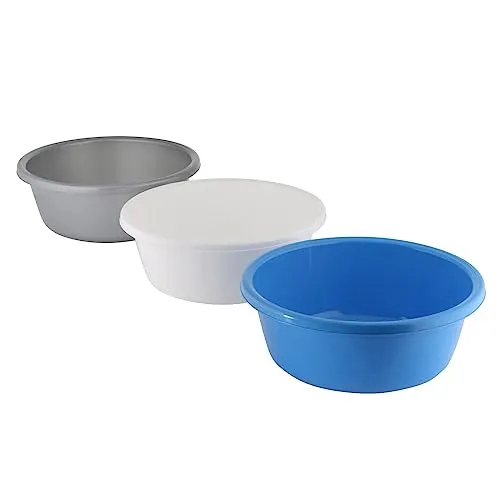 HAC24 3er Set Plastikschüssel 8 Liter Schüssel Kunststoffschüssel Ø 36,5 cm Rührschüssel Küchenschüssel Servierschüssel