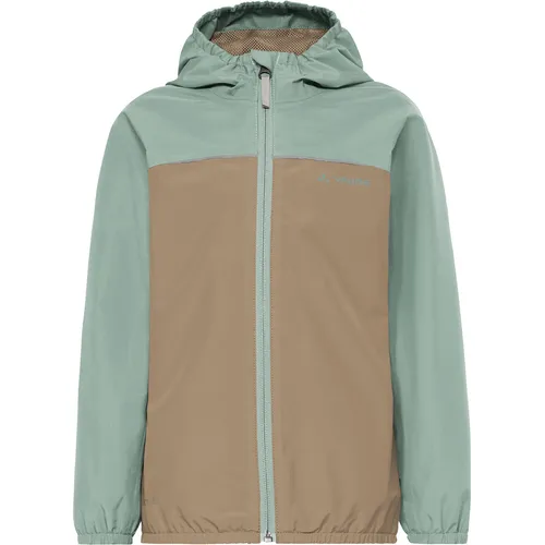Vaude Kinder Turaco III Jacke (Größe 104, beige) - Robuste und winddichte Regenjacke für Kinder mit praktischer Kapuze und elastischen Einfassungen für optimalen Tragekomfort.