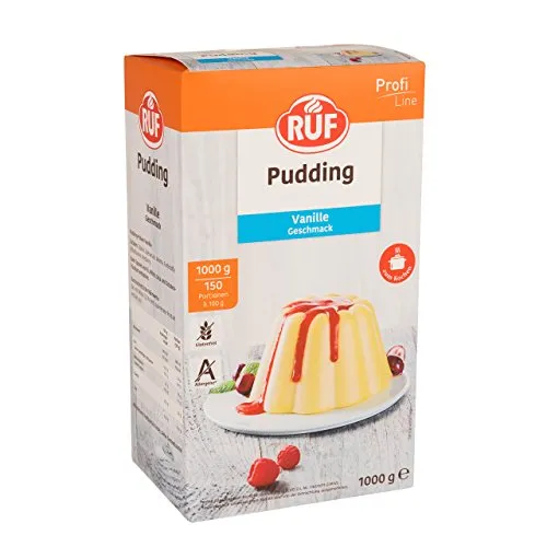 RUF Pudding Vanille, Puddingpulver mit Vanillegeschmack, nur mit Milch und Zucker aufkochen, Großgebinde, glutenfrei, ohne Allergene, 1x1000g