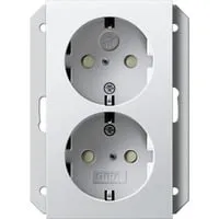 Doppeldose Schutzkontakt Steckdose zweifach weiß, Retail