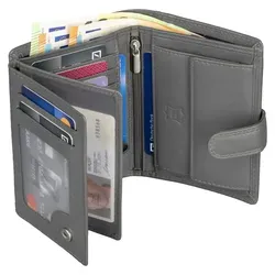 Leder Geldbörse Herren Portemonnaie RFID Hochformat Geldbeutel Echtleder (9902) Grau