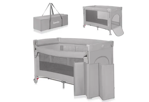 Lionelo Ellen 3 in 1 Reisebett - Babybett für Neugeborene bis 3 Jahre, mit zwei Matratzenhöhen und seitlichem Reißverschluss für einfachen Zugang. Ideal für Reisen und sicheres Schlafen direkt am Elternbett.