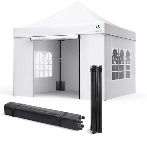 VOUNOT Pavillon 3x3m - Wasserdichter Faltpavillon mit 4 Seitenteilen - Pavillon für Gartenpartys, einfach aufzubauen, stabil und wasserdicht, ideal für jede Jahreszeit mit kompakter Lagerung.