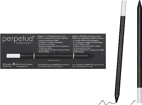 Perpetua Grafit-Stifte, Langlebige & Robuste HB Bleistifte aus Grafit, Nachhaltiger Bleistift HB mit Radiergummi zum Zeichnen, Schreiben & Skizzen, Ergonomischer Profi Bleistift für Schule & Büro