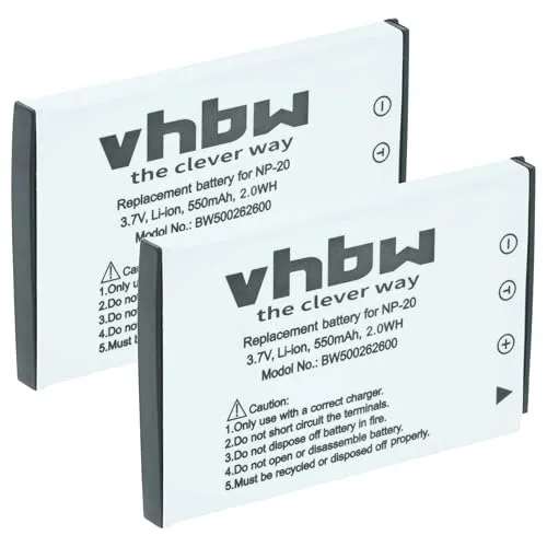 vhbw 2X Akku kompatibel mit Casio Exilim EX Serie EX-Z8 Kamera (550 mAh, 3,6 V, Li-Ion)