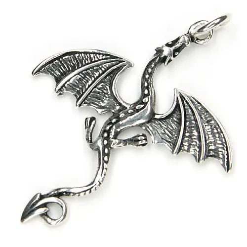 Kettenanhänger Drache 925 Silber Oxidiert 5,5cm Luftdrache Amulett Anhänger