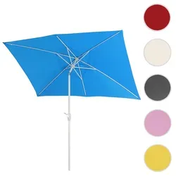 Mendler Sonnenschirm N23, 2x3m rechteckig neigbar - blau - Sonnenschirm mit UV-Schutz 50+, kippbar und leicht transportierbar dank halbierbarem Mast. Ideal für entspannte Sommertage im Garten.