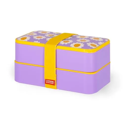 Legami - Lunchbox mit 3 Besteckn, Daisy, Lunchbox, Fassungsvermögen 1200 ml, auslaufsicher, mikrowellengeeignet und spülmaschinenfest, ideal für Schule, Büro, Arbeit