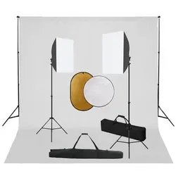 vidaXL Fotostudio-Set mit Softboxen und Reflektoren - Fotostudio Zubehör mit verstellbarem Hintergrundsystem und professionellen Studiolampen für perfekte Aufnahmen. Ideal für Fotografen, die Flexibilität und Qualität suchen.
