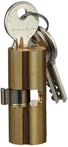 Welka Zylinder Schloss, Messing, Rund, 22 cm, 3 Schlüssel, Brass, Schlupfen, Tastenfeld, Poliert, Schubladen, Schränke, kleine Truhen