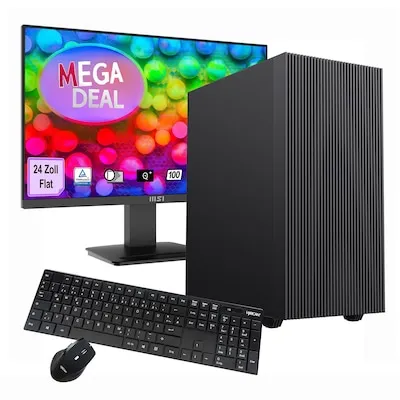 Hyrican GAMEMAX MegaDeal Multimedia-PC SET2720 mit Monitor - Leistungsstarker Multimedia-PC mit AMD Ryzen 5 5600GT, 16 GB RAM und 480 GB SSD. Inklusive 24