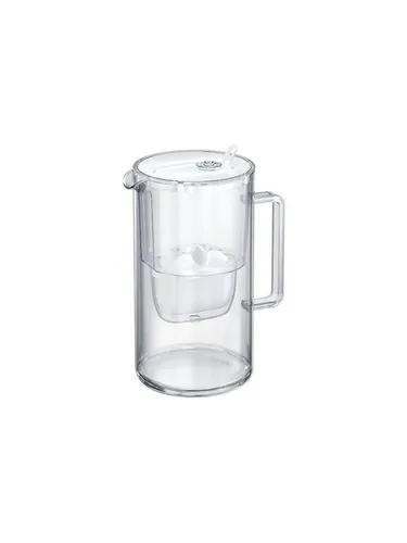 AQUAPHOR Glas-Wasserfilterkanne Weiß - 2,5l Kapazität, elegant im Glas Design, reduziert Kalk und Chlor für besser schmeckendes Wasser
