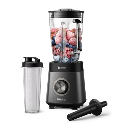 Philips HR3041/00 Standmixer 1200 W - Standmixer mit 2 L Fassungsvermögen, leistungsstark mit 1200 W, ideal für Smoothies und Suppen. Robustes Edelstahl-Material und abnehmbare Teile für einfache Reinigung.