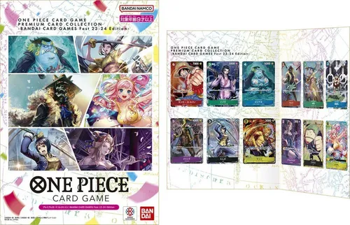 One Piece Card Game Premium Card Collection - BANDAI 2024 Edition - Gaming-Zubehör - Entdecke 12 exklusive Holo + Foil Karten deiner Lieblings-Charaktere wie Luffy und Sanji, inklusive praktischem Kartenheft für perfekte Aufbewahrung.