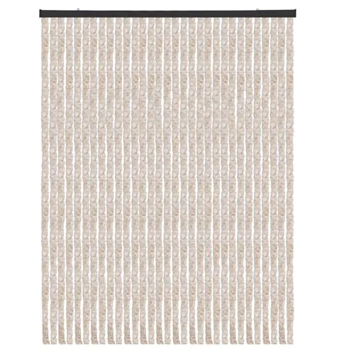 Arsvita Flauschvorhang Türvorhang (120x220 cm) in Meliert Beige-Weiß als Insektenschutz für Balkon, Terrasse oder Wohnmobil, Wohnwagen, Pavillon