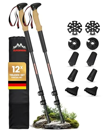 ALPENWERT Wanderstöcke Carbon Aluminium