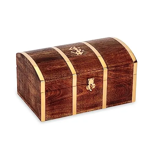 NKlaus Maritimes Schatztruhe Echtholz und Messing 22 x 14cm - Dekorative Boxen & Kästen, handgefertigt aus Echtholz und Messing, ideal zur stilvollen Aufbewahrung von Schätzen und Erinnerungen.