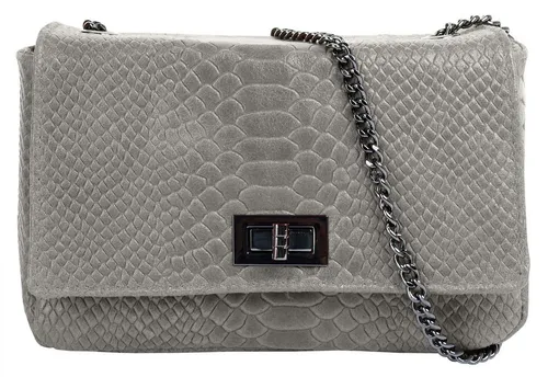 Cluty Umhängetasche aus echtem Leder - Made in Italy, grau - Elegante Umhängetasche aus echtem Leder, Made in Italy. Mit robustem Drehverschluss und verstärktem Boden für optimale Langlebigkeit. Ideal für stilbewusste Träger.