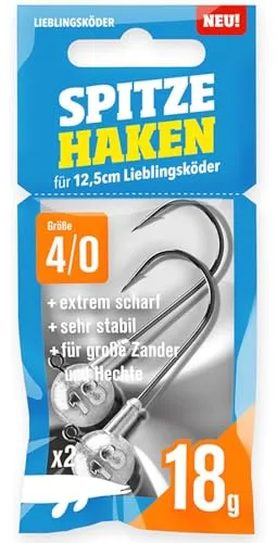 Lieblingsköder Spitze Haken Gr. 4/0 Jigköpfe - 2 Jighaken, Gewicht:18g