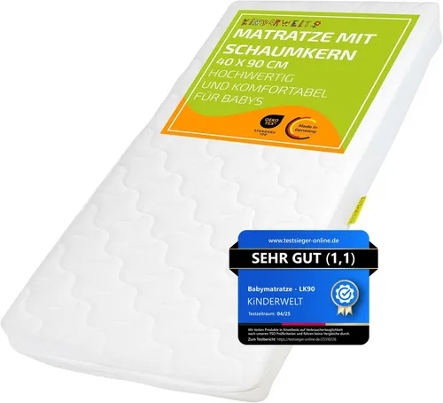 Kindermatratze Baby Schaumkernmatratze mit Komfortbezug - Gesteppt, 70 x 140 x 10 cm, für optimalen Schlafkomfort. Die antiallergische Schaumkernmatratze sorgt für eine angenehme Nachtruhe und ist leicht zu reinigen dank praktischen Reißverschlusses.