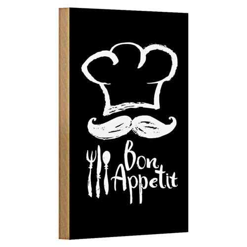 Holzschild Essen 18x12cm Bon Appetit Restaurant s/w