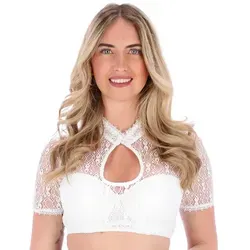 Steigenhöfer Manufaktur Dirndlbluse - MARIE - Dirndl Bluse Damen mit Perle und Tropfenausschnitt - Kurzarm Weicher Stoff mit angenehmen Tragegefühl - Ideal fürs Oktoberfest weiß 46