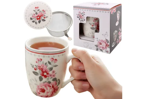 Sarcia.eu Dekobecher TEESET: Porzellanbecher 340 ml – VERPACKT IN GESCHENKBOX