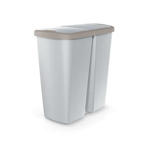 Mülleimer 45L mit braunem Deckel - Elegant und Praktisch - Haushaltszubehör: 45L Müllrecycling Mülleimer aus wetterfestem Kunststoff, ideal für drinnen und draußen, mit wasserdichtem Deckel für optimalen Abfallschutz.